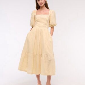 Elegant butter yellow Midi Dress